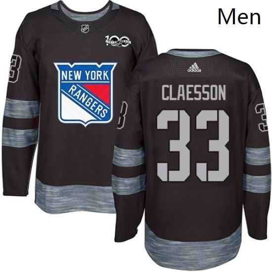 Mens Adidas New York Rangers 33 Fredrik Claesson Authentic Black 1917 2017 100th Anniversary NHL Jersey